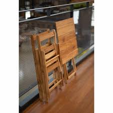 Product title costway 3pc bistro patio garden furniture set 2 folding chairs glass table top steel average rating: Tramontina Lille Teak Wood 4 Seat Bistro Set Garden Street