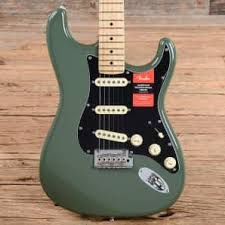 Fender American Pro Stratocaster Antique Olive W Black Pickguard Used Electric Guitar Fender American Guitar
