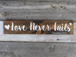 Rustic Hand Painted Love Never Fails Wood Sign Wood Signs Wall Signs Love Never Fails