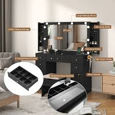 Black Vanity Desk With Led Mirror
