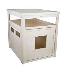 New Age Pet Ecoflex Jumbo Litter Box Cover End Table In Antique White Ehlb802 04 The Home Depot In 2020 Litter Box Enclosure Litter Box Covers Litter Loo