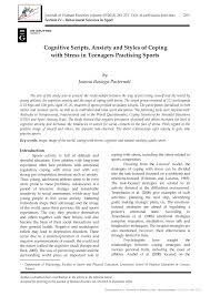 18997562 Journal Of Human Kinetics Cognitive Scripts Anxiety And Styles Of Coping With Stress In Teenagers Practising Sports Studocu