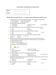 Microsoft excel merupakan program aplikasi a. Soal Ulangan Pilihan Ganda Microsoft Excel 2010