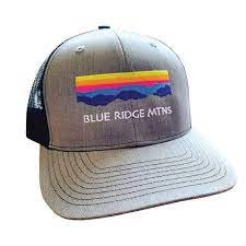 Blue Ridge Mountains Trucker Navy Front With White Mesh Backing 6 Panel Snapback Mountain Hat Blue Ridge White Mesh