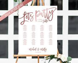 Rose Gold Seating Chart Template Wedding Seating Chart Seating Plan Table Plan Poster Wedding Seating Sign Seating Board Lets Party