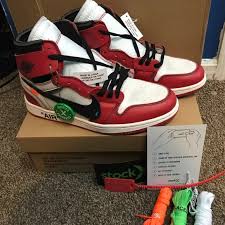 This aj1 comes with a brown upper plus white accents, black nike swoosh, sail midsole, and a brown sole. Jordan Shoes Off White Jordan Chicago Stock X Poshmark