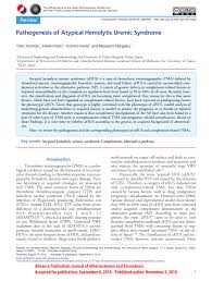 Pdf Pathogenesis Of Atypical Hemolytic Uremic Syndrome