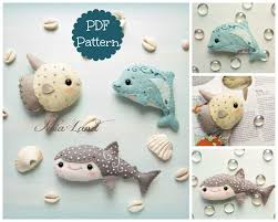 Sea Life 2 Shark Whale Sunfish And Dolphin Pdf Pattern Etsy Felt Animals Animal Dolls Quilting For Beginners