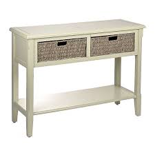 Wicker baskets bathe mineralized zoom of themselves.console table with wicker baskets! Ivory 2 Drawer Storage Console Table With Baskets Kirklands