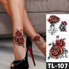 A tattoo that only lasts 1 w Water Transfer Deep Pink Henna Lace Rose Flower Temporary Tattoo Sticker Butterfly Pattern Body Art Waterproof Fake Flash Tattoo Temporary Tattoos Aliexpress
