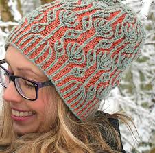 This brioche slouchy hat is warm, squishy, and airy, knit in 3 colors. Winter Yarn Camp Free Brioche Workshop Porcelain Hat Lancaster Yarn Shop