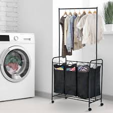 Maybe you would like to learn more about one of these? 33 L 3 Bag Rolling Laundry Hamper Sorter Cart Clothes Organizer W Hanging Bar 842525122177 Ebay