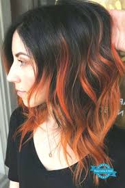 Fiery Orange Highlights Brunette Highlights Redhair Do You Know How Aw Hair Color Streaks Black Hair Balayage Black Hair With Highlights