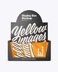 Download Display Box Snack Bars Mockup In Box Mockups On Yellow Images Object Mockups PSD Mockup Templates