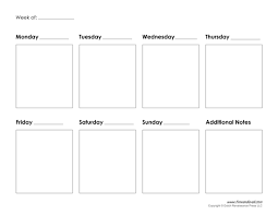 The first version contains sections for every day of the week, including weekends. Printable Weekly Calendar Template Free Blank Pdf