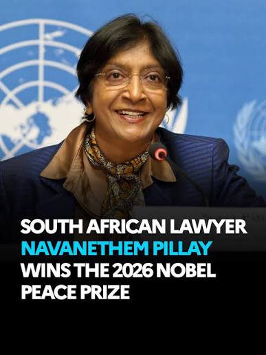 🇿🇦 Congratulations to Navanethem Pillay on being awarded the 2026 Nobel Peace Prize! Through her work defending opponents of apartheid in South Africa, her service as a judge in international courts