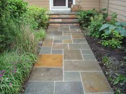 This type of front yard landscape problem occurs commonly in developer built homes because builders understandably focus on maximizing the beauty and spaciousness of the house. Bluestone Walkway With Front Door Entrance Millenium Stoneworks