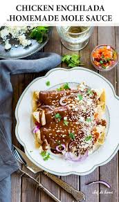 Mole Chicken Enchilada With Homemade Mole Sauce Ready In Just 30 Minutes And Has Authentic Mole Poblano Taste E Chicken Mole Recipe Chicken Mole Mole Recipe