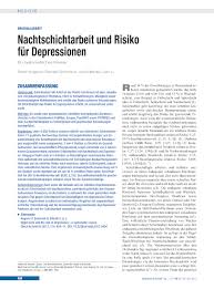 Nachtschichtarbeit Und Risiko Fur Depressionen