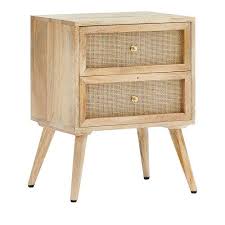 Anjuna Collection Natural 2 Drawers Bedside Table Bedside Table Boho Bedside Table Cane Bedside Tables