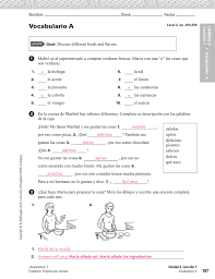 Pescado, mesa, carne, pedir, platos principales, postre, brocoli, bistec, ensalada. Gramatica B Answer Key