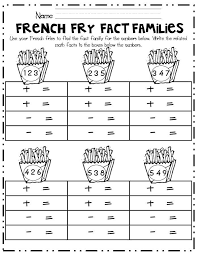 French Fry Fact Families Activity Shelter With Images Fact Family Worksheet Math Facts Math School