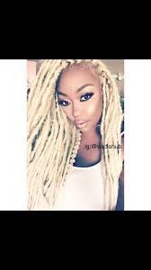 Black And Platinum Blonde Faux Locs Platinum Hair On A Black Girl Platinum Locs Faux Locs Synth Dreads California Girl Basmati Babe Sun Kissed B Faux Locs Hairstyles Hair Styles Black Girl Makeup