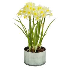 Artificial Daffodils Floral Arrangement In Planter Metal Planters Artificial Floral Arrangements Picnic At Ascot