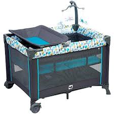 Portable Playard Sturdy Play Yard With Comfortable Mattress And Changing Station Blue Green Kidsry In 2020 Comfort Mattress Play Yard Changing Station