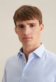 Men Slim Performance shirt Stripes light blue