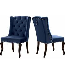 Set of 2 tufted chair. Blue Velvet Wing Back Tufted Dining Chair Set Of 2