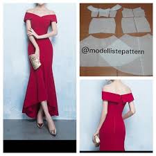 Off Shoulder Dress Pattern Line Modelliste With Modellistepattern Patternonlineshop Pdfpa Vestidos Estilosos Moldes De Vestido Longo Vestidos