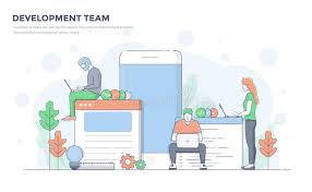 Color design development group provides national color design services. Flat Line Modern Concept Illustration Development Team Stock Vector Illustration Of Business Group 113043674