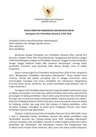 Pidato menteri pendidikan dan tambahan amanat oleh pembina upacara hut pgri ke 74 di sd komplek jalan pepaya/cut nyak. Pidato Menteri Pendidikan Dan Kebudayaan Dalam Peringatan Hari Pendidikan Nasional 2018 Disdik Kalteng