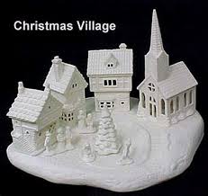 Scioto Christmas Village Complete Set In Ready To Paint Ceramic Bisqueapproximately 12 X 10incl Diy Christmas Village Ready To Paint Ceramics Christmas Village