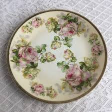 Pink And Green Rose Pattern Luncheon Plate Vintage Ceramic China Plate In Cabbage Rose Pattern By Royal Rudolstadt Vintage Ceramic Rose Pattern Pink And Green