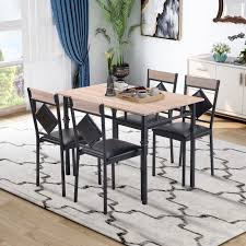 Get free shipping on qualified metal kitchen & dining room furniture or buy online pick up in store today in the furniture department. 5 Piece Metal Dining Sets Industrial Dining Table Sets With Metal Frame Kitchen Table And Chairs Set For Breakfast Nook Dining Room Furniture Dinette Sets For Small Spaces Black W14347 Walmart Com