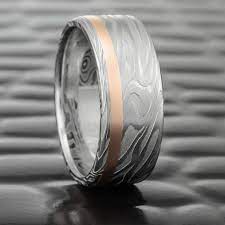 Damascus Ring With Natural Wood Grain Pattern Premium Etsy Damascus Steel Ring Steel Wedding Ring Steel Ring