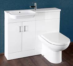 These 'l' shaped units include a basin and toilet combined and are available left or right handed to fit your existing bathroom layout. Rio Gloss White 1000mm Vanity Unit And Wc Combination Lh