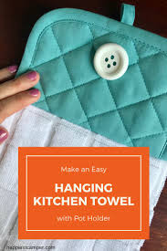 My pattern, based on the same premise as the embroidery library pattern, came out like this. Hanging Kitchen Towel Easy Sewing Project