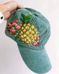 Pineapple Embroidery Hat Embroidery Pineapple Embroidery Embroidered Hats