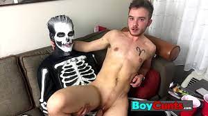 Halloween party turn to fucking with trans Luke Hudson. Zack Grayson in his  Halloween costume. Turns out his big cock is way too big for his skeleton  costume. Luke Hudso get a