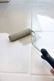 How I Painted Our Bathroom S Ceramic Tile Floors A Simple And Cheap Diy Painting Ceramic Tile Floor Tile Floor Diy Ceramic Floor Tiles