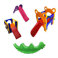 Kit Baby 2 Escorregador Play Urso Play Multy Jr Gangorra Dino Brinquedos Mil