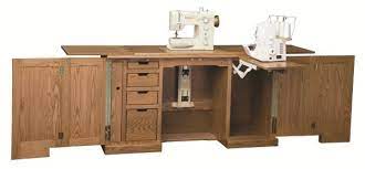 Amish made file cabinets can be customized by height, wood species and wood stain color. Amish Deluxe Sewing Machine Cabinet With A Serger Lift