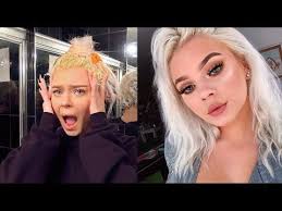 The combination of bleach and peroxide will instantly strip your hair of its current color and begin lifting it out, changing shades from red or orange to yellow, or even white. 93 I Ruined My Hair Jk Lol How I Bleach My Hair At Home Youtube Bleach London Silver Shampoo My Hair Bleached Hair