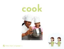 Prepare for eating by applying heat cook me dinner, please; Cook