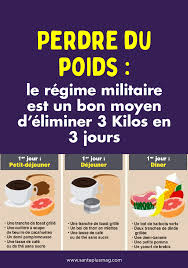 Le Regime Militaire Est Un Bon Moyen D Eliminer 3 Kilos En 3 Jours Menu Complet Perte De Poids Perdre Du Poids Regime