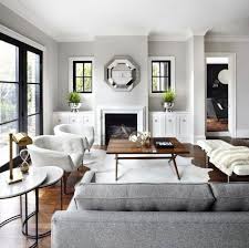 Living Room With Light Gray Wall A Gray Sofa And White Armchairs Whitearmch Modern Farmhouse Living Room Decor Modern Farmhouse Living Room Living Room Grey