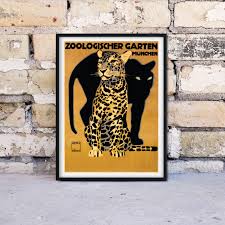 Ingelijste Antieke Reclame Print Zoologischer Garten Etsy In 2020 Vintage Posters Retro Prints Leopard Print Background